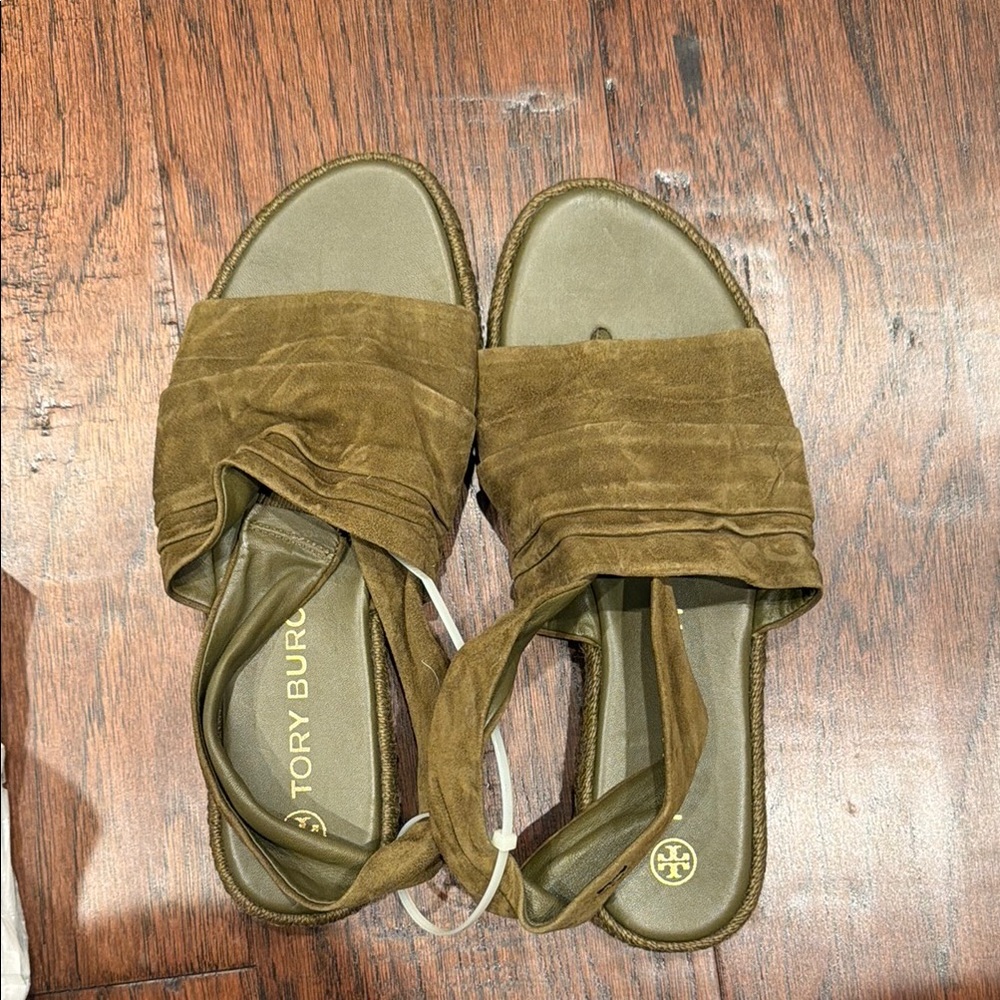 Tory Burch Olive Suede Slide thong Sandals